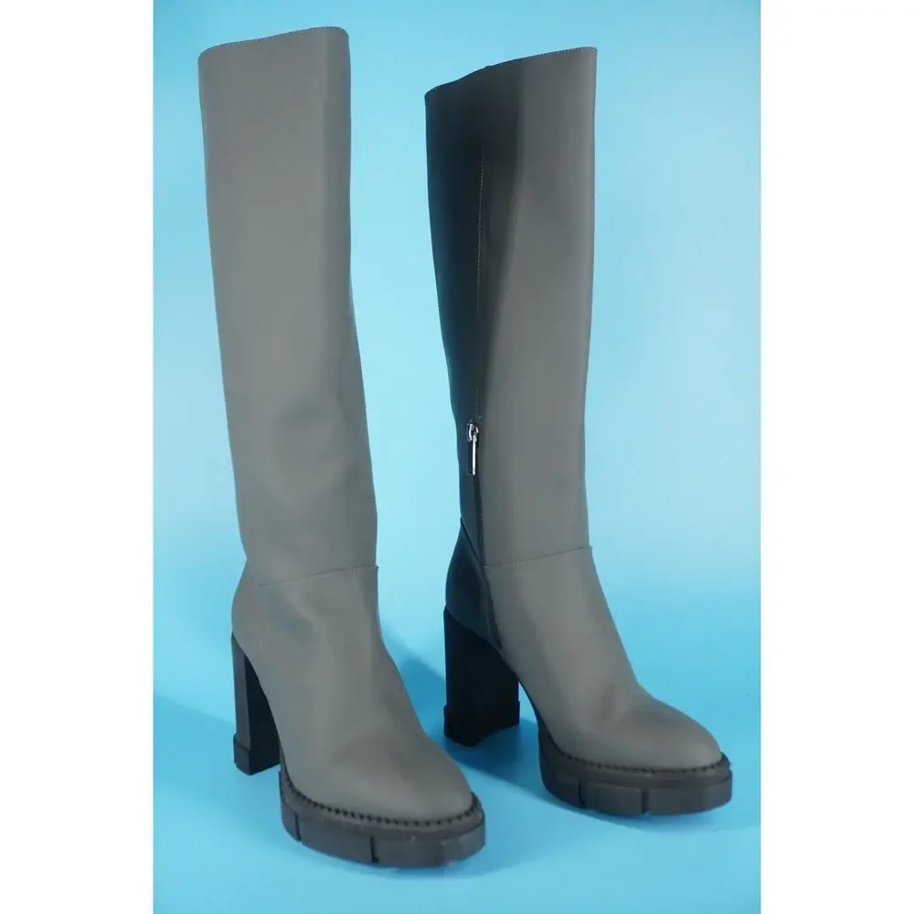Aquatalia Indi Heeled Knee High Suede Boots Size 9 New Mid Heel $625